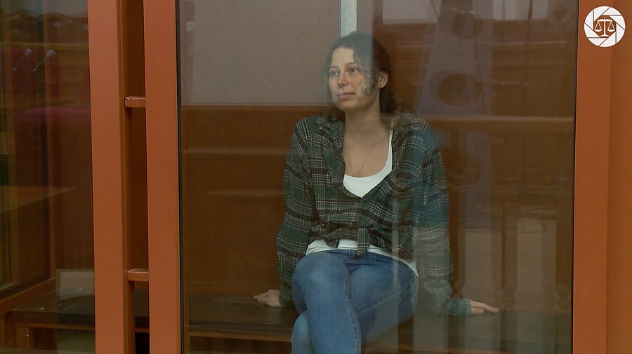 <div class="paragraphs"><p>Ksenia Karelina, a dual U.S.-Russian national detained on suspicion of treason, attends a court hearing in Yekaterinburg, Russia, June 20, 2024, in this still image taken from video. </p></div>