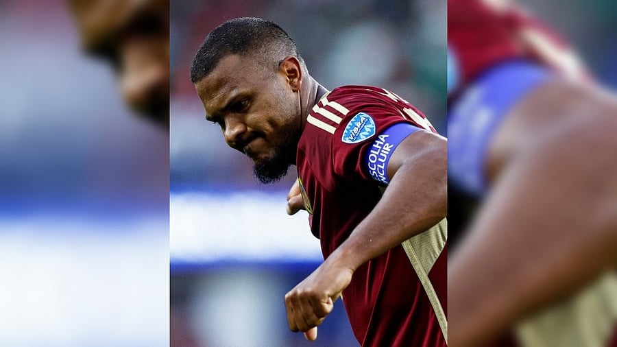 <div class="paragraphs"><p>Venezuela's Salomon Rondon celebrate scoring the winning goal against Mexico, which catapulted them to the quarter finals of the Copa America.</p></div>