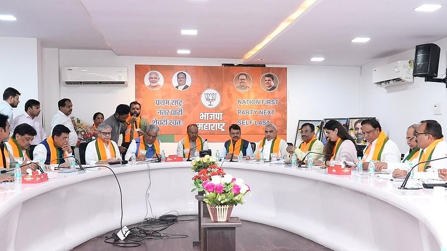 <div class="paragraphs"><p>BJP leaders at meeting in Mumbai.&nbsp;</p></div>