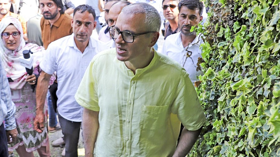 <div class="paragraphs"><p>Jammu and Kashmir National Conference (JKNC) Vice President and party candidate from Baramulla constituency Omar Abdullah interacts with party leaders after he lost the Lok Sabha elections, at his residence, in Srinagar.</p></div>