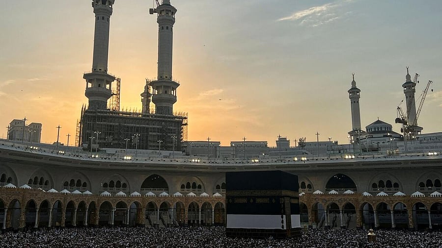 <div class="paragraphs"><p>Muslim pilgrims circle the Kaaba as they perform Tawaf at the Grand Mosque, during the annual haj pilgrimage, in Mecca.</p></div>