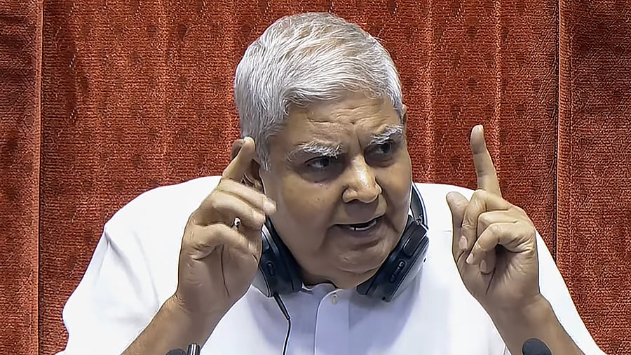 <div class="paragraphs"><p>Rajya Sabha Chairman Jagdeep Dhankhar conducts proceedings in the House during the Monsoon session of Parliament, in New Delhi, Wednesday, July 31, 2024. </p></div>