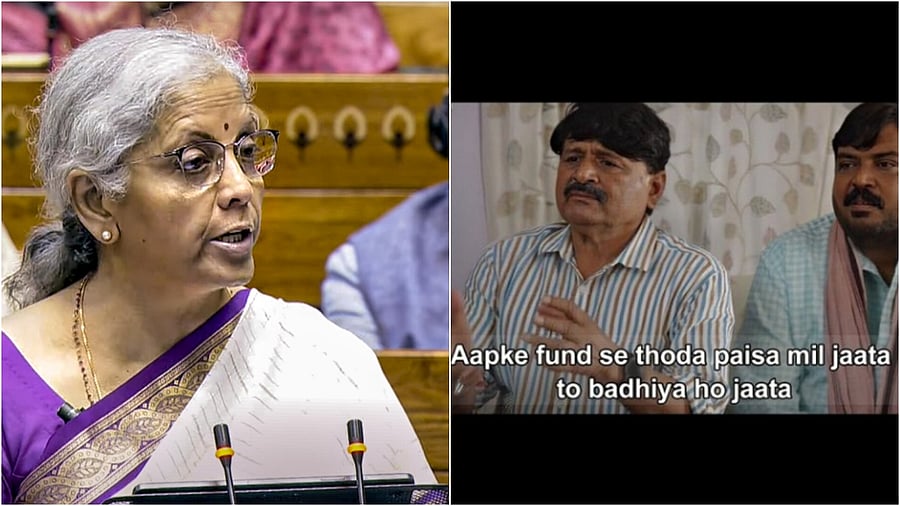 <div class="paragraphs"><p>FM Nirmala Sitharaman seen here on the left with a meme on the Budget on the right in this collage</p></div>