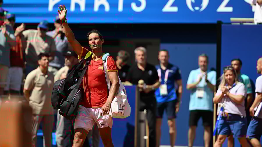 <div class="paragraphs"><p>Rafael Nadal waves to the crowd after his match against Novak Djokovic in the Paris Olympics.</p></div>