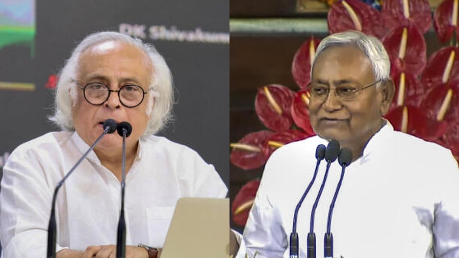 <div class="paragraphs"><p>Congress general secretary (in-charge communications) Jairam Ramesh (L) and Bihar Chief Minister Nitish Kumar (R).</p></div>