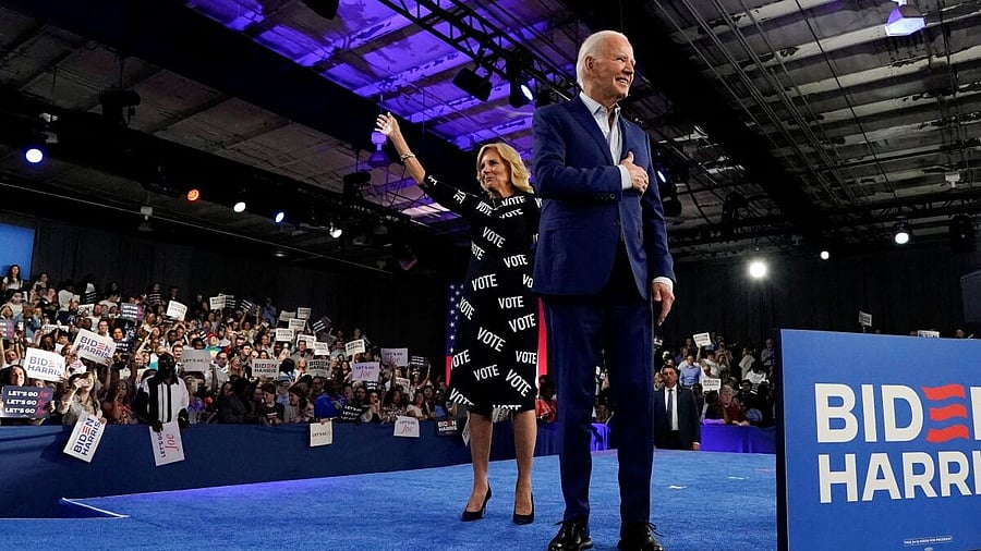 <div class="paragraphs"><p>File photo of US President Joe Biden and first lady Jill Biden during an election campaign. </p></div>