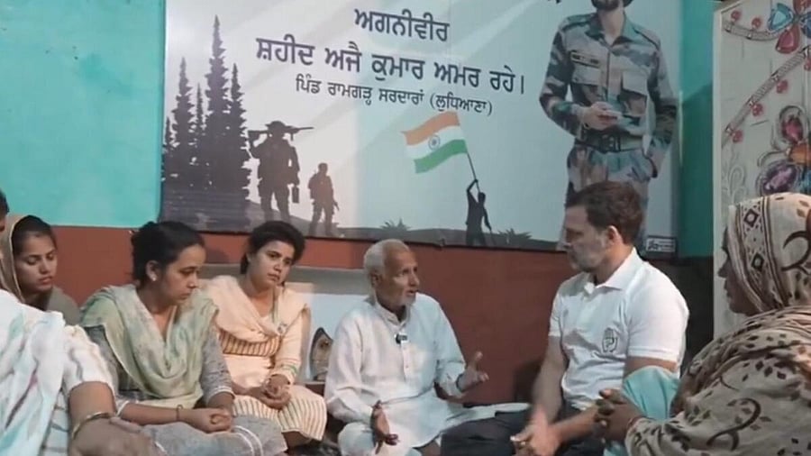 <div class="paragraphs"><p>Gandhi shared a video  purportedly of the father of a deceased Agniveer who stated that Rajnath Singh had claimed that Rs 1 crore compensation had been given to the next of kin of martyred Agniveers but no such assistance was received by his family.&nbsp;</p></div>