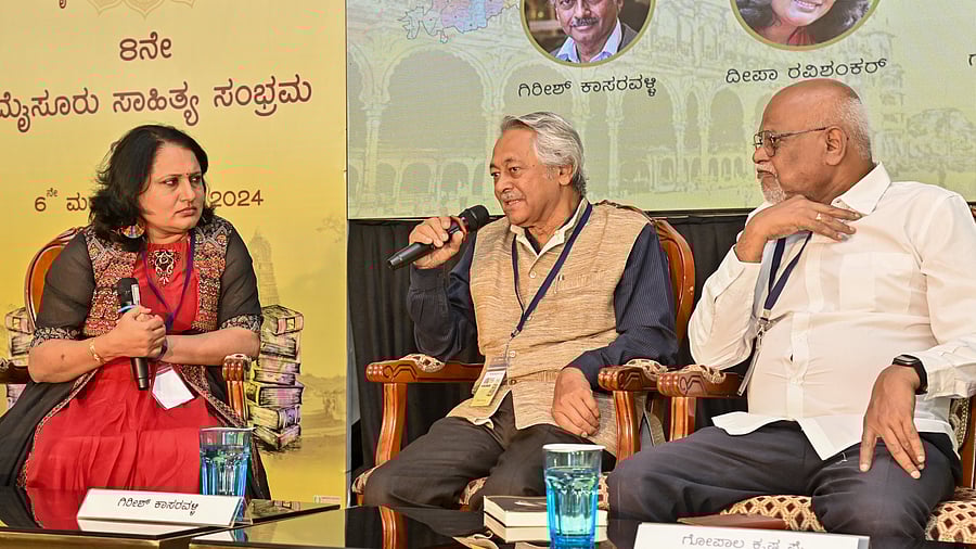 <div class="paragraphs"><p>Noted filmmaker and director Girish Kasaravalli with writer Gopalakrishna Pai and actor Deepa Ravishankar during a panel discussion, at Mysuru Literature Fest, in Mysuru, on Sunday. </p></div>