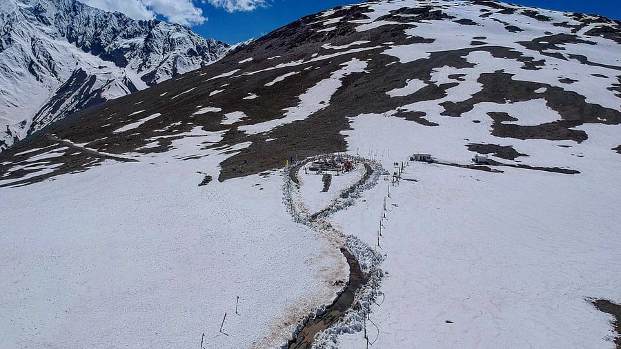 <div class="paragraphs"><p>An aerial view of the Kunzum Pass in Himachal Pradesh's Lahaul and Spiti district.</p></div>
