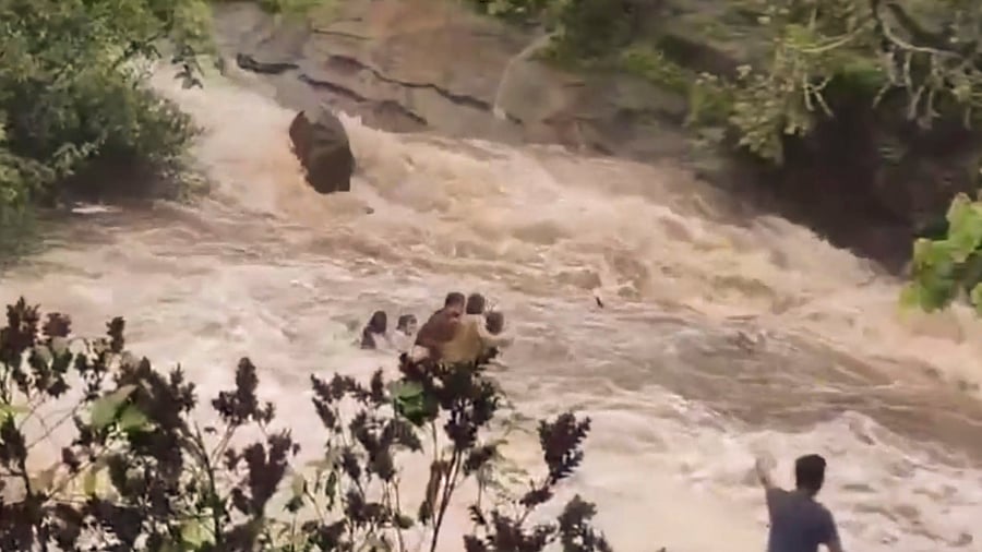 <div class="paragraphs"><p>Five people, including a woman and four children, drowned in a waterfall close to the backwater of Bhushi Dam in Pune's Lonavala area.</p></div>