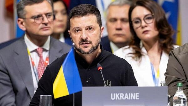 <div class="paragraphs"><p>Ukrainian President Volodymyr Zelenskyy speaks during the opening plenary session, during the Summit on peace in Ukraine. </p></div>