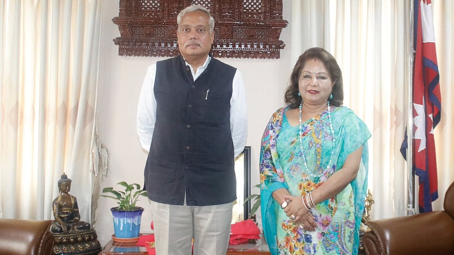 <div class="paragraphs"><p>India’s Ambassador to Nepal Naveen Srivastava and Nepal's Foreign Minister Arzu Rana </p></div>