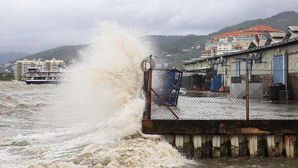 <div class="paragraphs"><p>Waves crash into a sea wall after Hurricane Beryl made landfall, in Port of Spain, Trinidad and Tobago.</p></div>