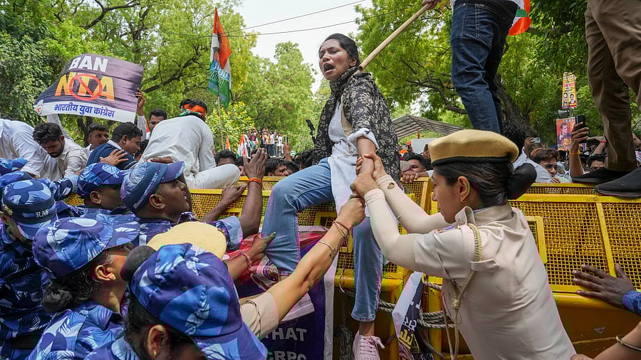 <div class="paragraphs"><p>Image of students protesting against the irregularities in NTA held examinations.</p></div>