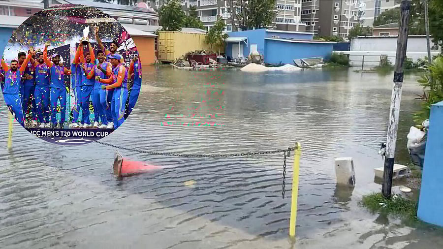 <div class="paragraphs"><p>Aftermath of Hurricane Beryl in Bridgetown, Barbados. (inset: The Indian cricket team)</p></div>