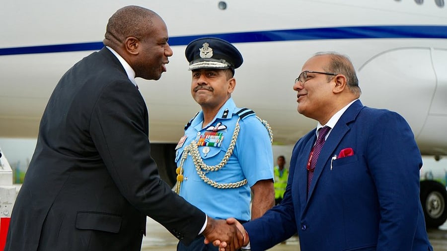 <div class="paragraphs"><p>British Foreign Secretary David Lammy with External Affairs Ministry spokesperson Randhir Jaiswal.</p></div>