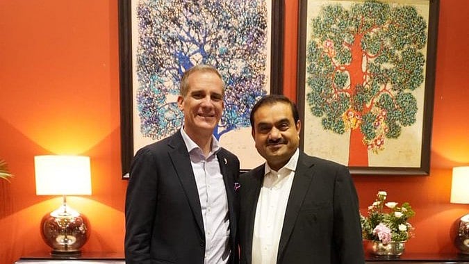 <div class="paragraphs"><p>File photo of US Ambassador to India Eric Garcetti with Gautam Adani</p></div>
