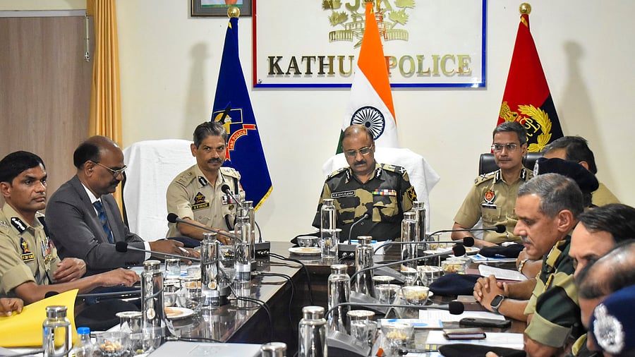 <div class="paragraphs"><p>An Inter-State Coordination Conference between BSF, J&K Police, Central Agencies and the Punjab Police to focus on enhancing border security and synergy between the two State Police Forces and the Border Guarding Force, in Kathua, Jammu and Kashmir, July 11, 2024.</p></div>