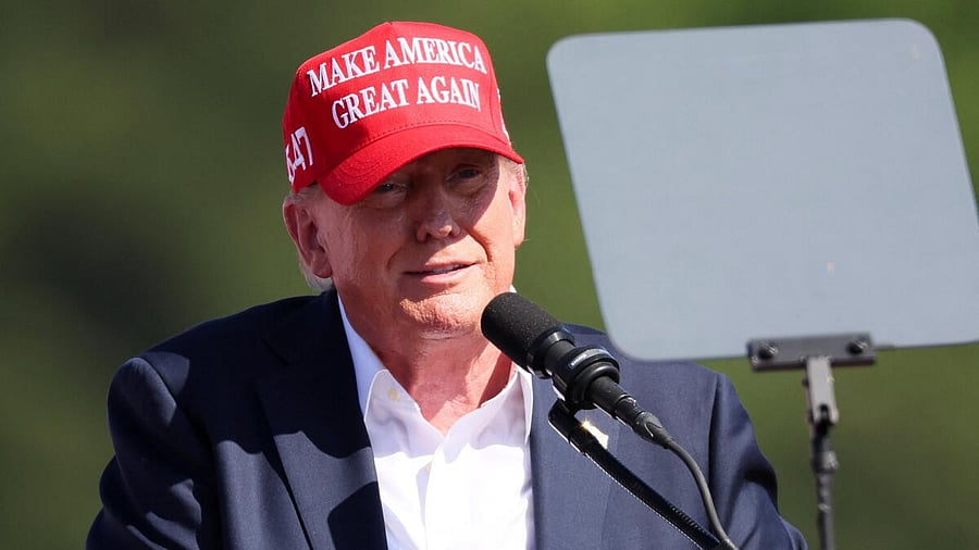 <div class="paragraphs"><p>Former US President and Republican presidential candidate Donald Trump during a campaign event, in Chesapeake, Virginia, US.</p></div>