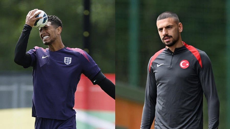 <div class="paragraphs"><p>England's Jude Bellingham(L) and Turkey's Merih Demiral.</p></div>
