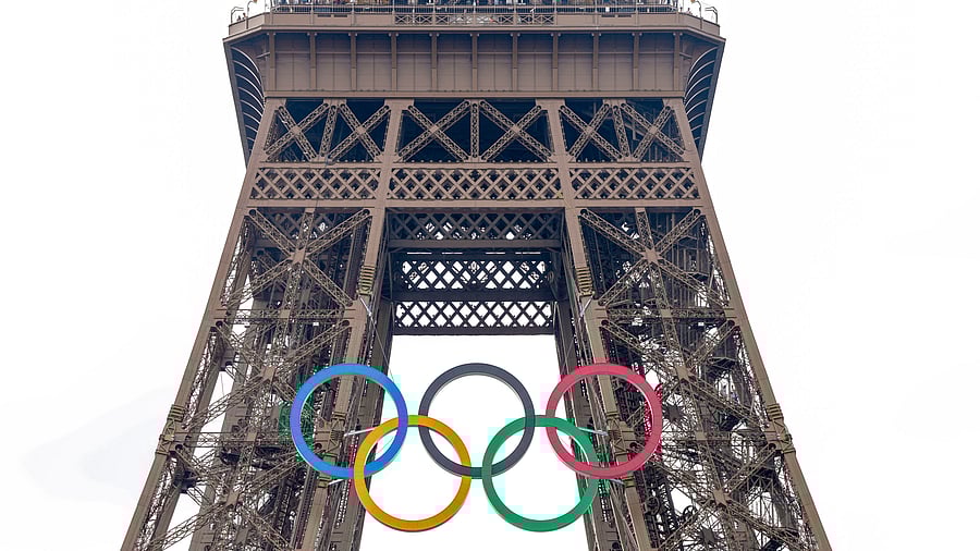 <div class="paragraphs"><p>The Olympic symbol put up at the Eiffel Tower for the upcoming Paris 2024 Olympics.</p></div>