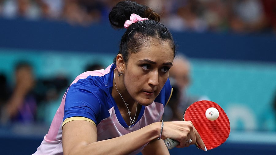 <div class="paragraphs"><p> Manika Batra of India in action during her round of 32 match against Prithika Pavade of France. </p></div>