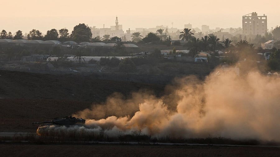 <div class="paragraphs"><p>A tank manoeuvres near the Israel-Gaza border, amid the ongoing conflict between Israel and Hamas, in Israel. Image for representation only.</p></div>