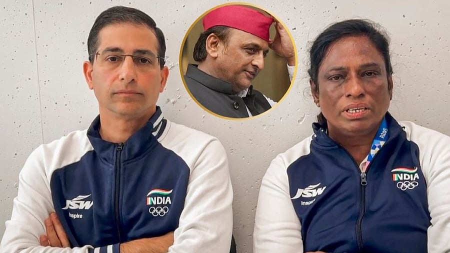 <div class="paragraphs"><p>Indian Olympics Association (IOA) President P T Usha and Chief Medical Officer of the Indian Contingent Dr Dinshaw Paudiwala speak regarding Indian wrestler Vinesh Phogat's disqualification from the Paris Olympics after she was found overweight ahead of her women's 50kg final match, Wednesday on August 7, 2024. Inset: SP chief Akhilesh Yadav</p></div>