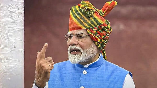 <div class="paragraphs"><p>Prime Minister Narendra Modi addresses the nation from the Red Fort on 78th Independence Day, in New Delhi, Thursday, August 15, 2024. </p></div>
