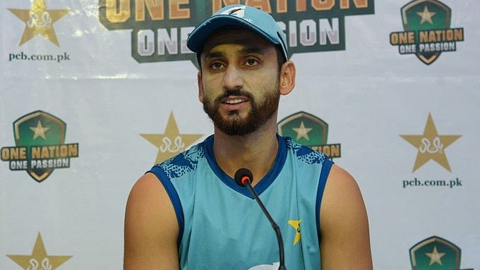 <div class="paragraphs"><p>Salman Ali Agha addresses a press conference. </p></div>
