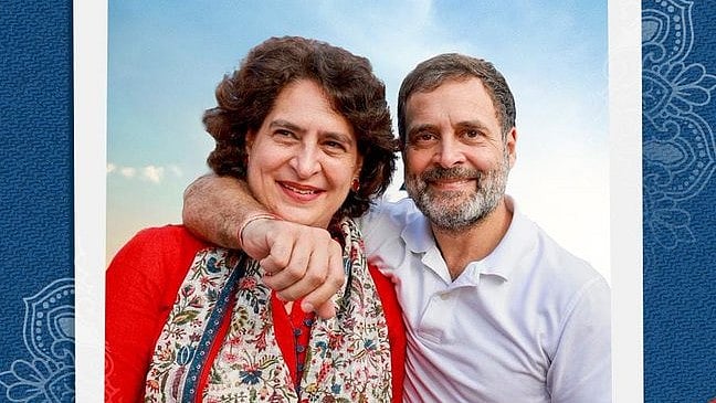 <div class="paragraphs"><p>Congress leaders and siblings Priyanka Gandhi Vadra and Rahul Gandhi (R).</p></div>