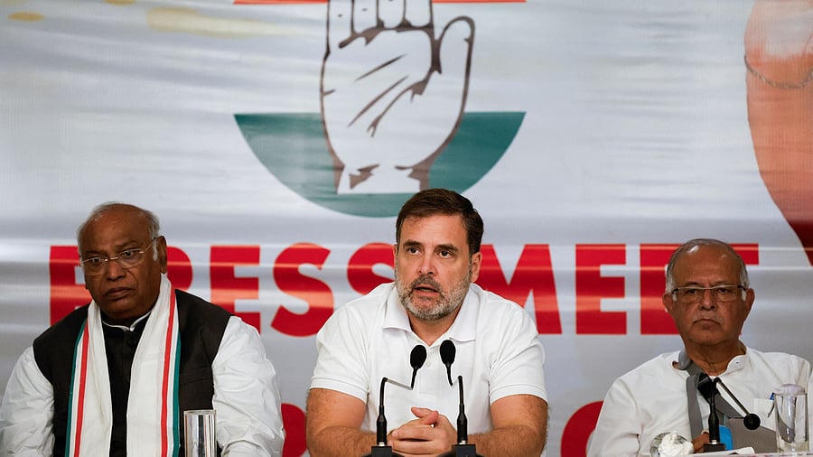 <div class="paragraphs"><p>Rahul Gandhi addresses the media in Srinagar, August 22, 2024. </p></div>