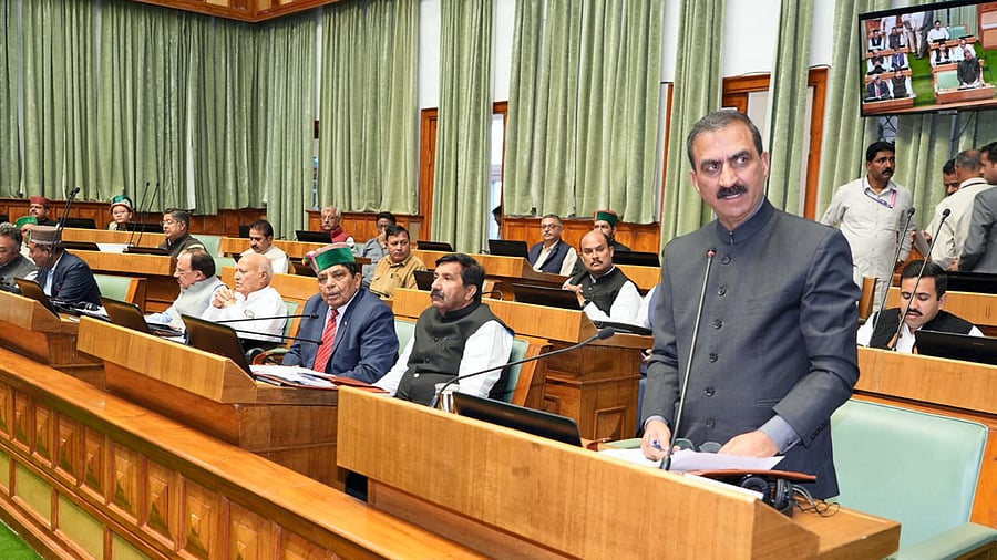 <div class="paragraphs"><p> Himachal Pradesh Chief Minister Sukhvindr Singh Sukhu speaks during the first day of Assembly's monsoon session, in Shimla. </p></div>