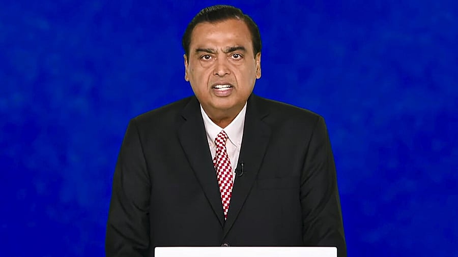 <div class="paragraphs"><p>Chairman Mukesh Ambani addresses the 47th annual general meeting, in Mumbai, Thursday, Aug. 29, 2024.</p></div>