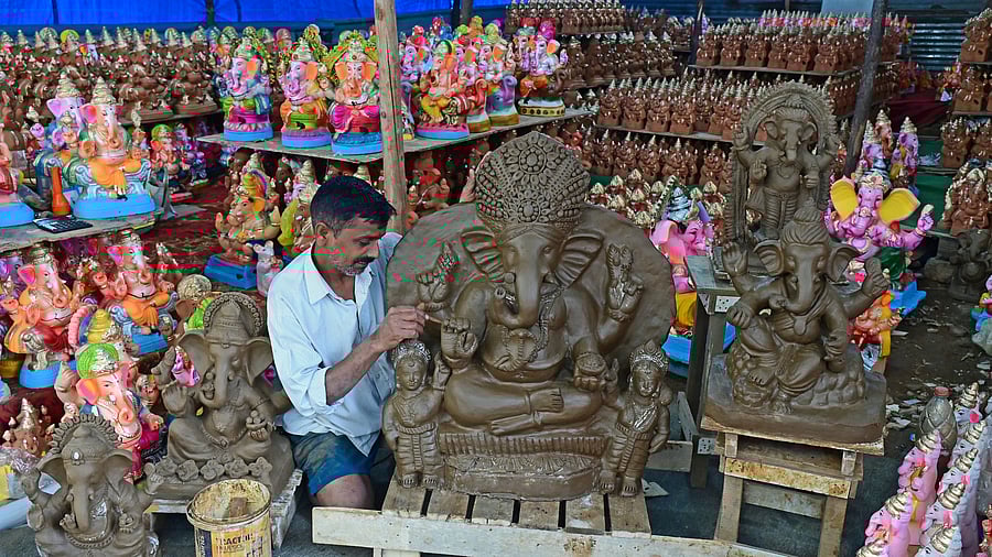 <div class="paragraphs"><p>Idols being readied ahead of Ganesh Chaturthi, which will be celebrated on September 7. </p></div>