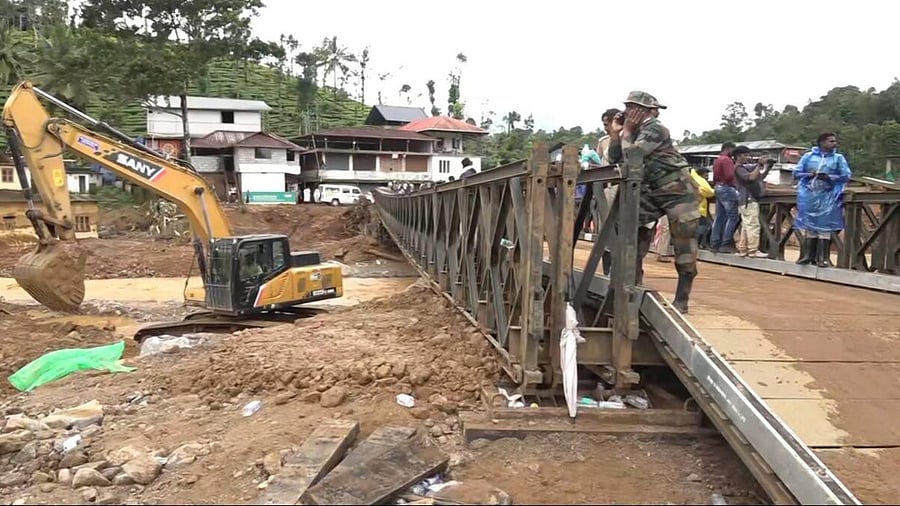 <div class="paragraphs"><p>Reconstruction of a Bailey bridge underway at landslide-hit Wayanad district.</p></div>