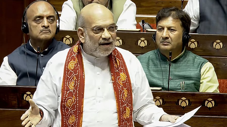 <div class="paragraphs"><p>Union Home Minister Amit Shah speaks in the Rajya Sabha.</p></div>