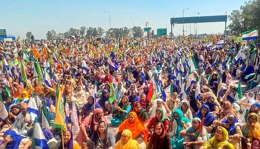 <div class="paragraphs"><p>Protesting farmers at the Shambhu border.</p></div>