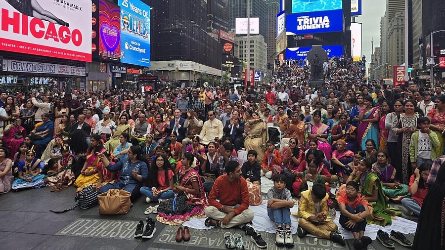 <div class="paragraphs"><p>Indian American Telugu community members during the Telugu Cultural Festival organised by the Telugu Literary and Cultural Association (TLCA) at Times Square.</p></div>
