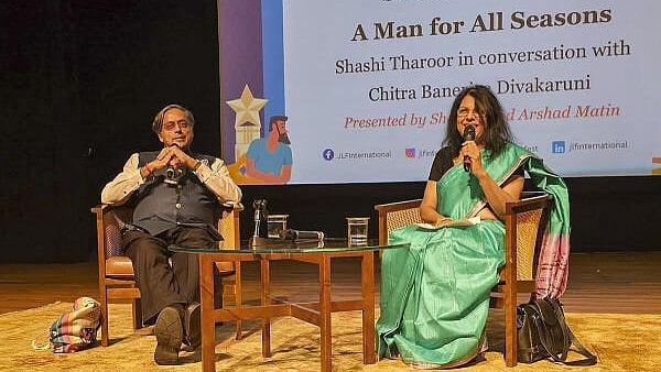 <div class="paragraphs"><p>Congress MP Shashi Tharoor during the Jaipur Literature Festival, in Houston, Sunday. </p></div>
