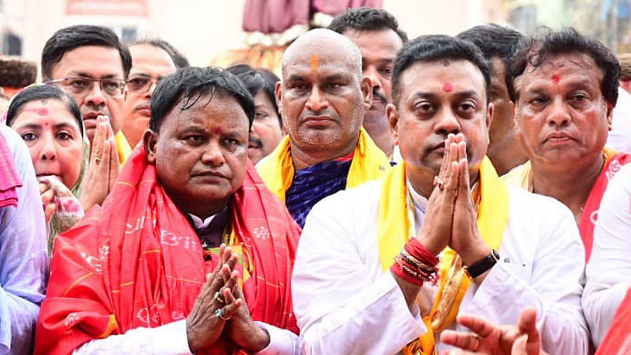 <div class="paragraphs"><p>File Photo: Odisha Chief Minister Mohan Charan Majhi with BJP leader Sambit Patra and others visit Jagannath Temple, in Puri. </p></div>