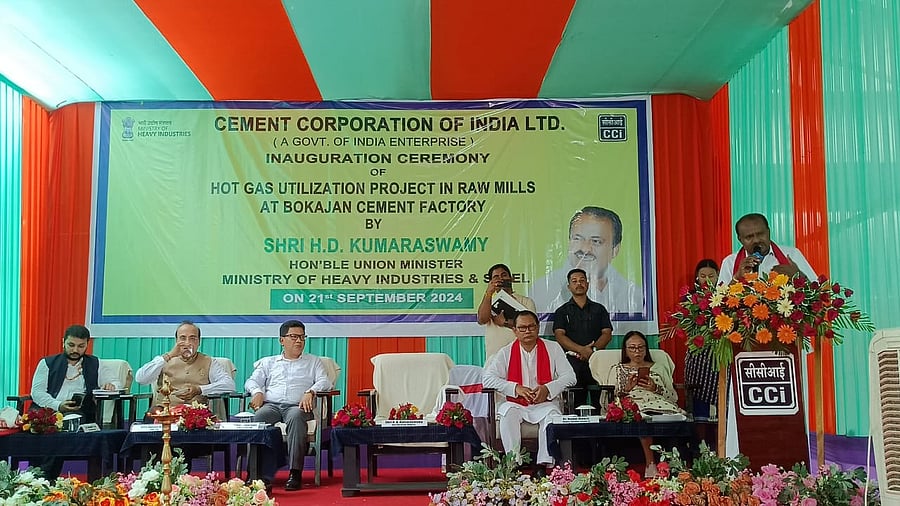 <div class="paragraphs"><p> H D Kumaraswamy visited CCI, a Central Public Sector Enterprise (CPSE) at Bokajan Cement Factory in Assam on Saturday and inaugurated the advanced hot gas utilization project in the raw mills and laid the foundation stone for a 1MWp grid-connected solar PV plant.<br></p></div>