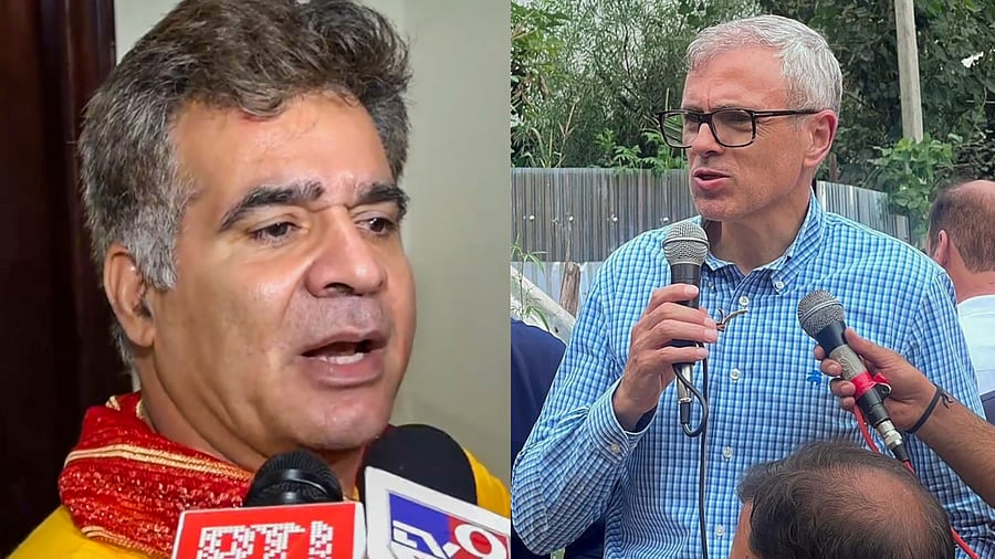 <div class="paragraphs"><p>Ravinder Raina (L), Omar Abdullah.&nbsp;</p></div>