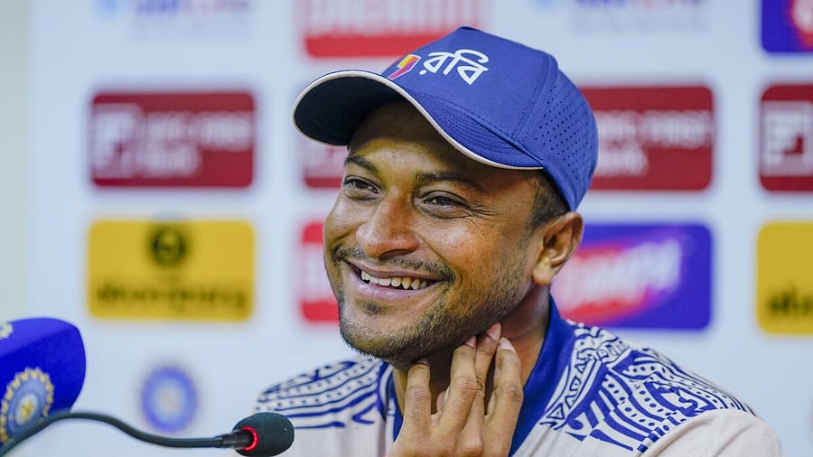 <div class="paragraphs"><p>Bangladesh all-rounder Shakib Al Hasan addresses a press conference ahead of the 2nd cricket Test match between India and Bangladesh at the Green Park Stadium, in Kanpur. </p></div>