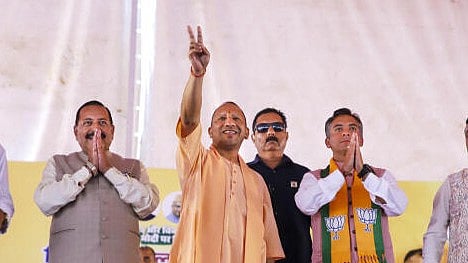 <div class="paragraphs"><p>Uttar Pradesh Chief Minister Yogi Adityanath during a public rally amid ongoing Jammu and Kashmir Assembly elections, at Ramnagar in Udhampur, Friday, Sept. 27, 2024. </p></div>
