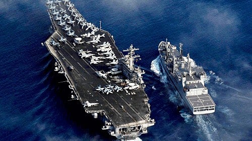 <div class="paragraphs"><p>Ships of the Indian and United States navies during the Indo US joint naval exercise Malabar. </p></div>