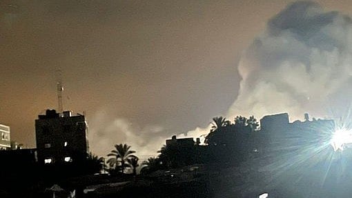 <div class="paragraphs"><p>Israeli airstrike near the Al-Aqsa Hospital in Deir al-Balah in the central Gaza Strip.</p></div>