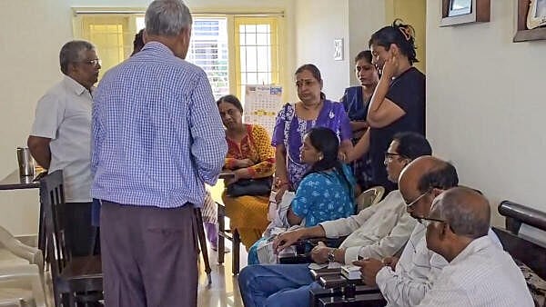 <div class="paragraphs"><p>Hyderabad: Bereaved family members of late former Delhi University professor G N Saibaba who died on Saturday due to health-related complications at a state-run hospital, in Hyderabad. </p></div>