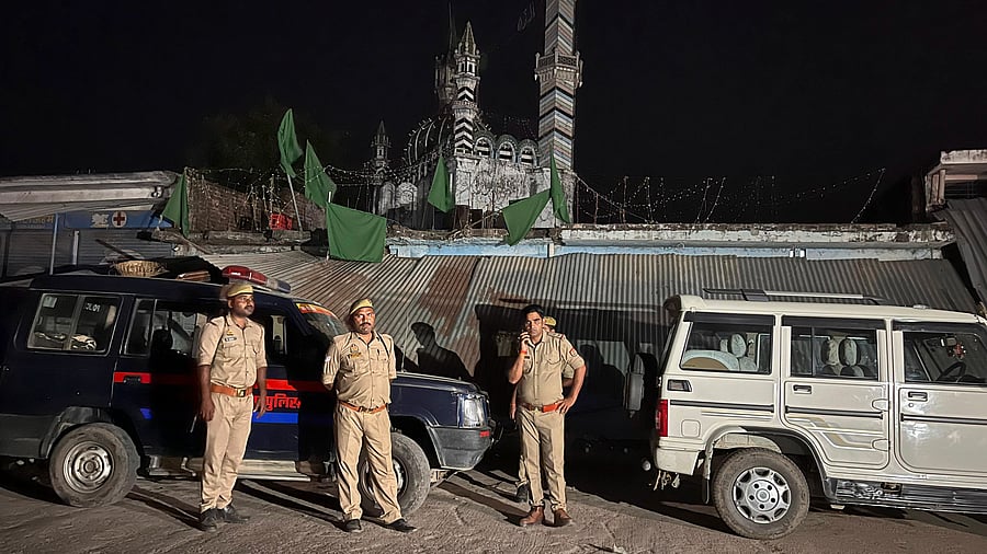 <div class="paragraphs"><p>Security personnel deployed to maintain law & order in a violence-affected area, in Bahraich district.</p></div>