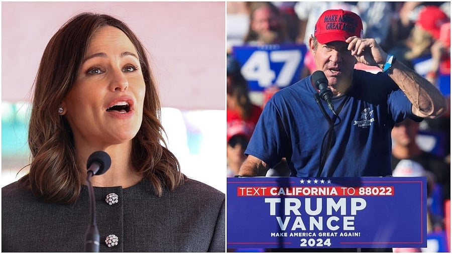 <div class="paragraphs"><p>Actor Jennifer Garner(L) and  Dennis Quaid(R) during a rally for Republican nominee Donald Trump, in Coachella, California.</p></div>